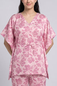 Zivame Satin Kaftan Loungewear Set - Ballet Slipper — thumbnail 6